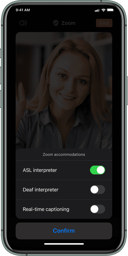 A screenshot of the telehealth accommodation forms on Zoom.